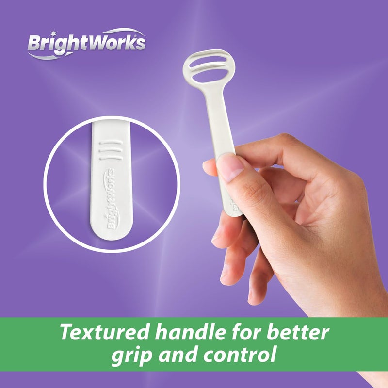 BrightWorks Disposable Tongue Scraper for Adults – 96 Count Hygienic Tongue Cleaner for Fresh Breath – Recycled Plastic, Curved Design Tongue Cleaner – Travel-Friendly - Image 5